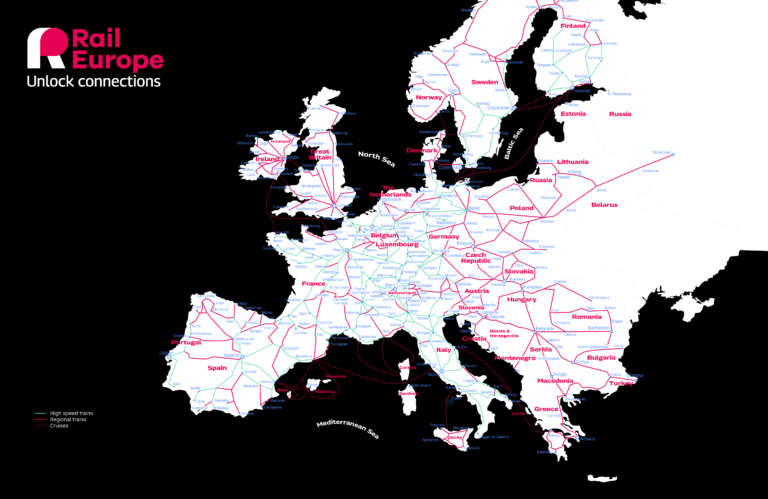 Rail Europe 11 routemap